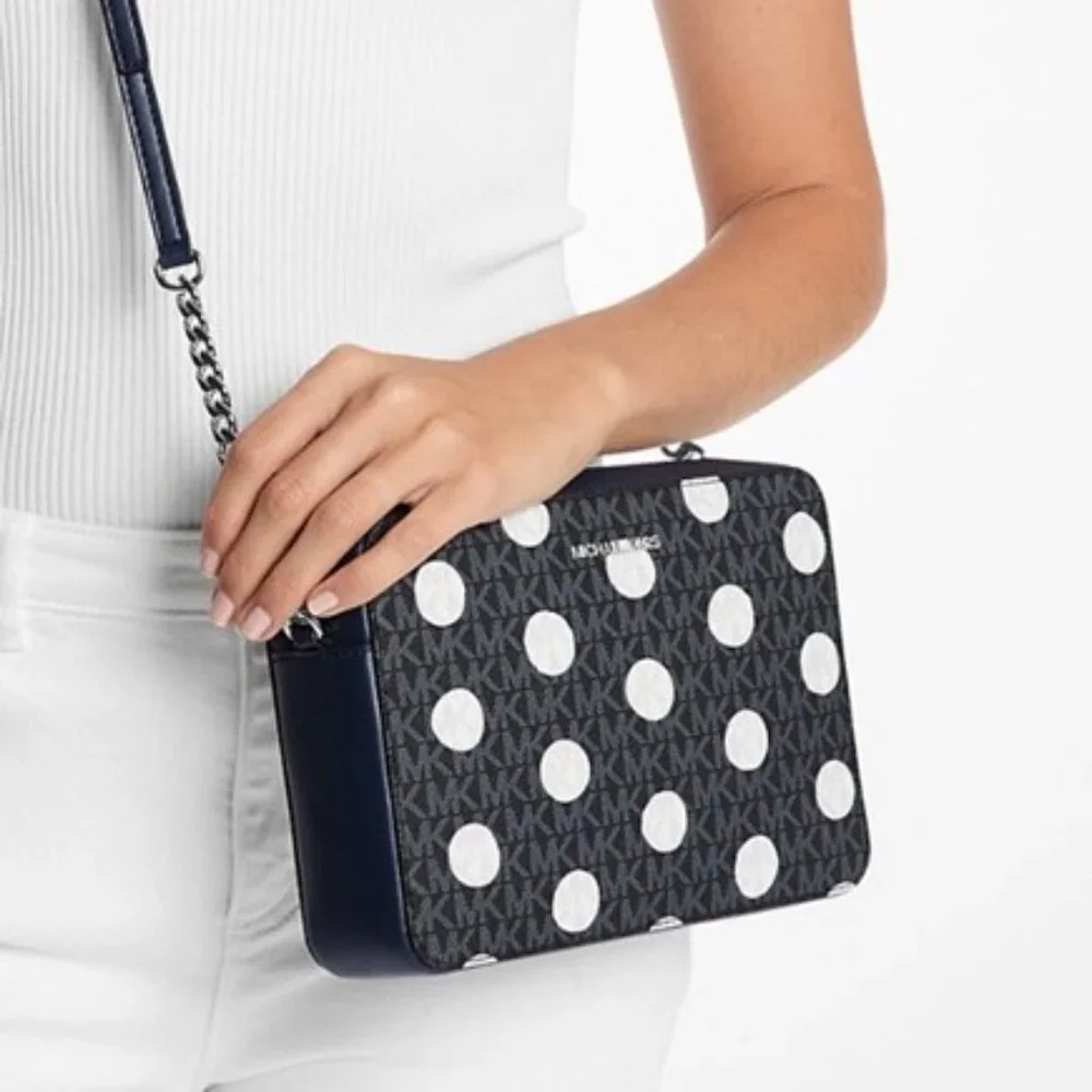 MICHAEL KORS Jet Set Large Polka Dot Signature Logo Crossbody Bag NWT - Picture 2 of 8